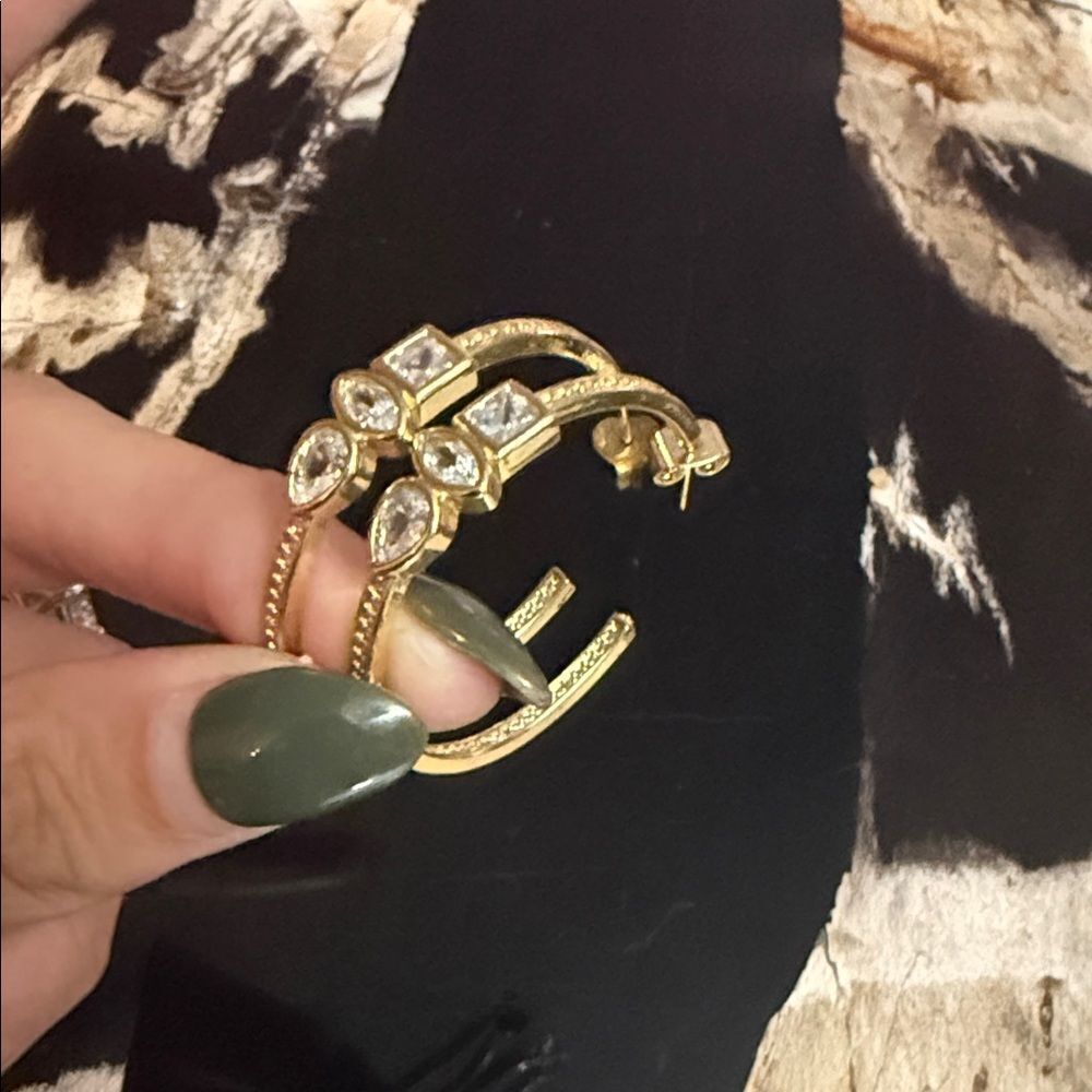 Elegant Gold Plated Hoop Earrings BRAND NEW Multi Stone Hoops